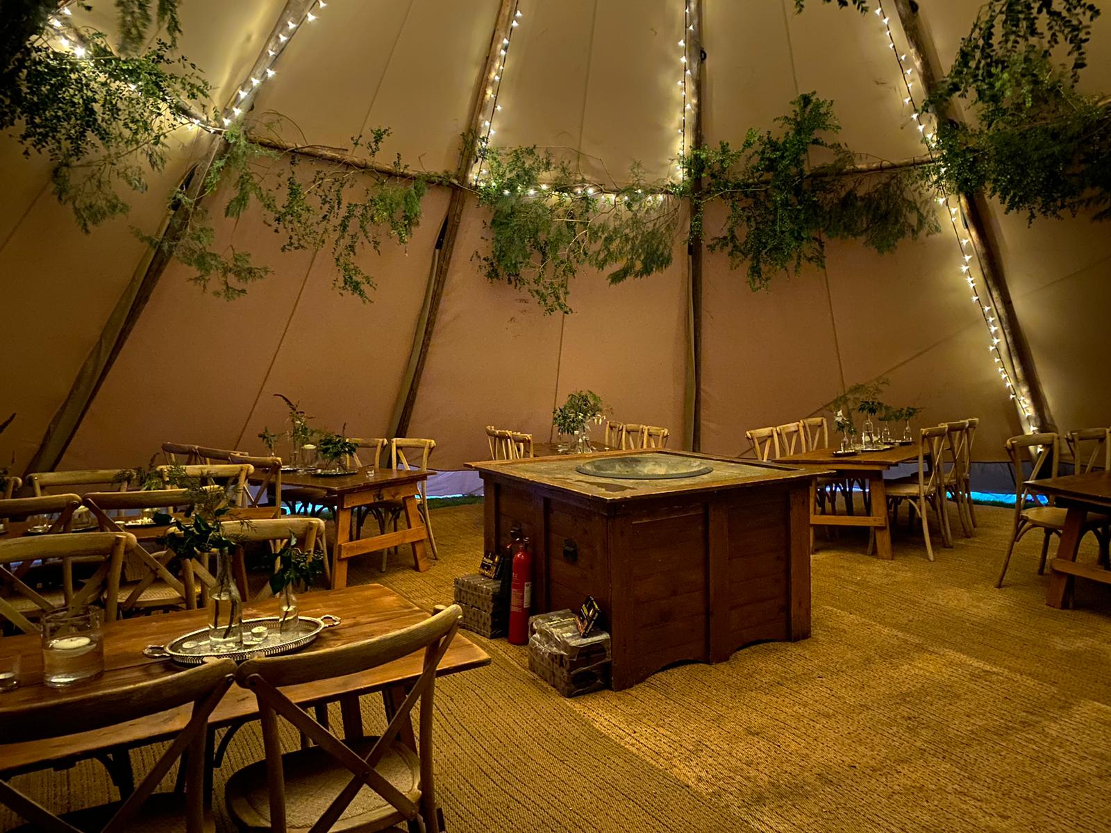 Tipi with fairy lights