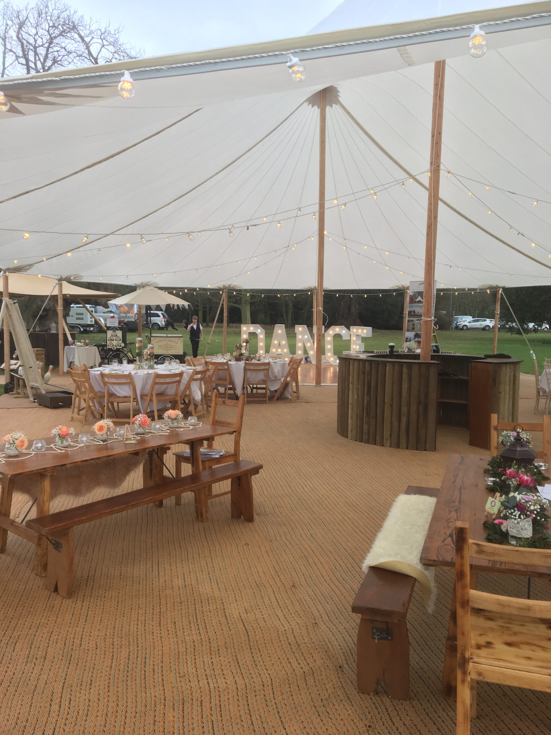 Circular bar in sailcloth tent