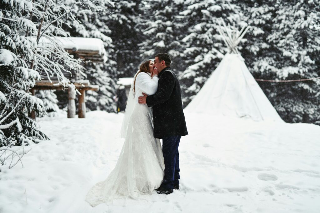 Bride and Groom in the snow