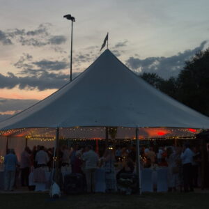 Small sailcloth marquee set up for a winter party
